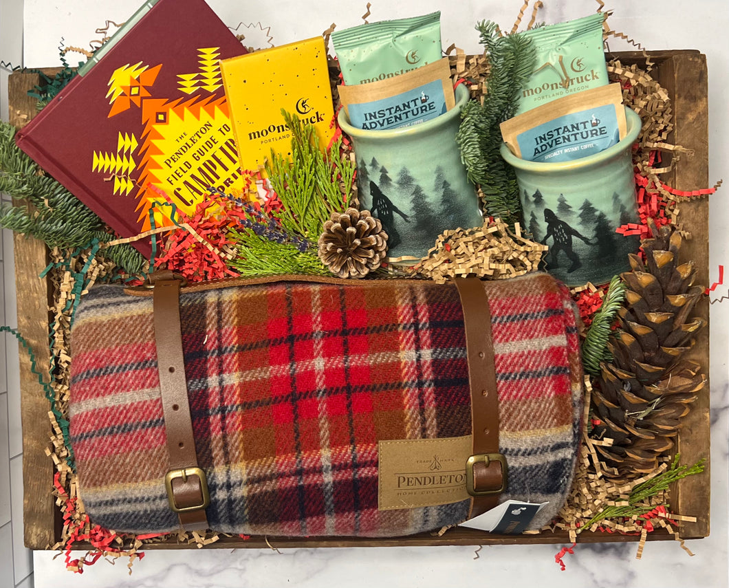 Camfire kit in a box with Pendleton blanket